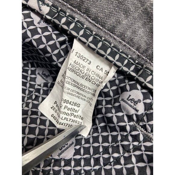 Lee Platinum Label Jeans Petite Womens 12P Grey Straight Leg High Rise Embellish - Picture 3 of 12